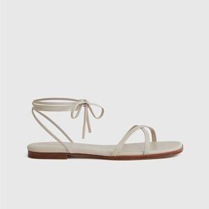NWOBOX— Quince Cream Minimalist Sandals with Wraparound Ankle Straps